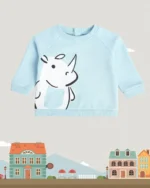 MINI KLUB Baby Girls Blue Printed Cotton Dress Sweater