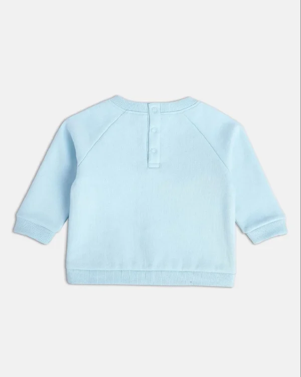 MINI KLUB Baby Girls Blue Printed Cotton Dress Sweater - Image 2