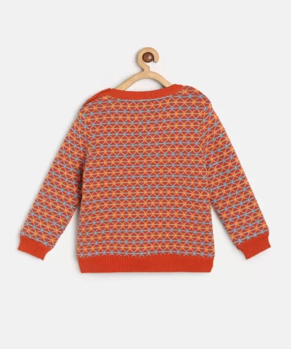 MINI KLUB Boys Self Design Round Neck Multicolor Sweater - Image 3
