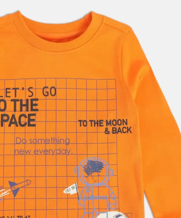 MINI KLUB Boys Printed Pure Cotton T Shirt  (Orange, Pack of 1) - Image 6