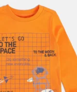 MINI KLUB Boys Printed Pure Cotton T Shirt  (Orange, Pack of 1) - Image 3