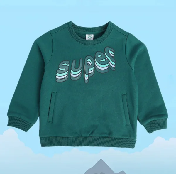 8907095981981_1 MINI KLUB Boys Green Sweat Shirt - Image 1
