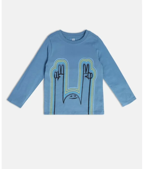 8907095982285_1 MINI KLUB Blue Cotton Boy's T-Shirt Tees (Pack of 1) - Image 1