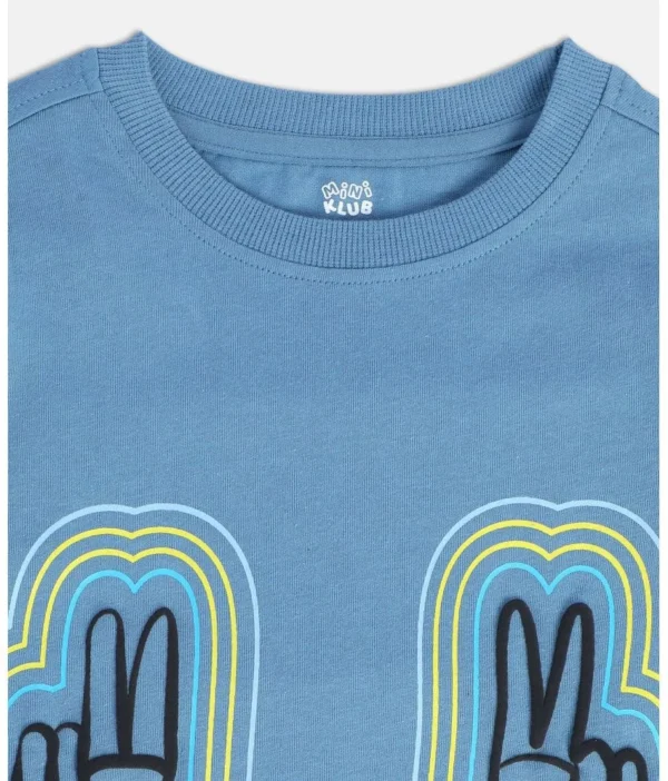 8907095982285_2 MINI KLUB Blue Cotton Boy's T-Shirt Tees (Pack of 1) - Image 2