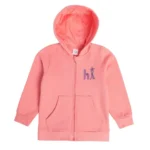 MINI KLUB Kids Pink Solid Full Sleeves Hoodie Jacket