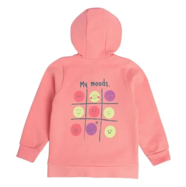 MINI KLUB Kids Pink Solid Full Sleeves Hoodie Jacket - Image 2