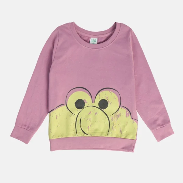 MINI KLUB Girls Graphic Printed Purple Sweatshirt - Image 1