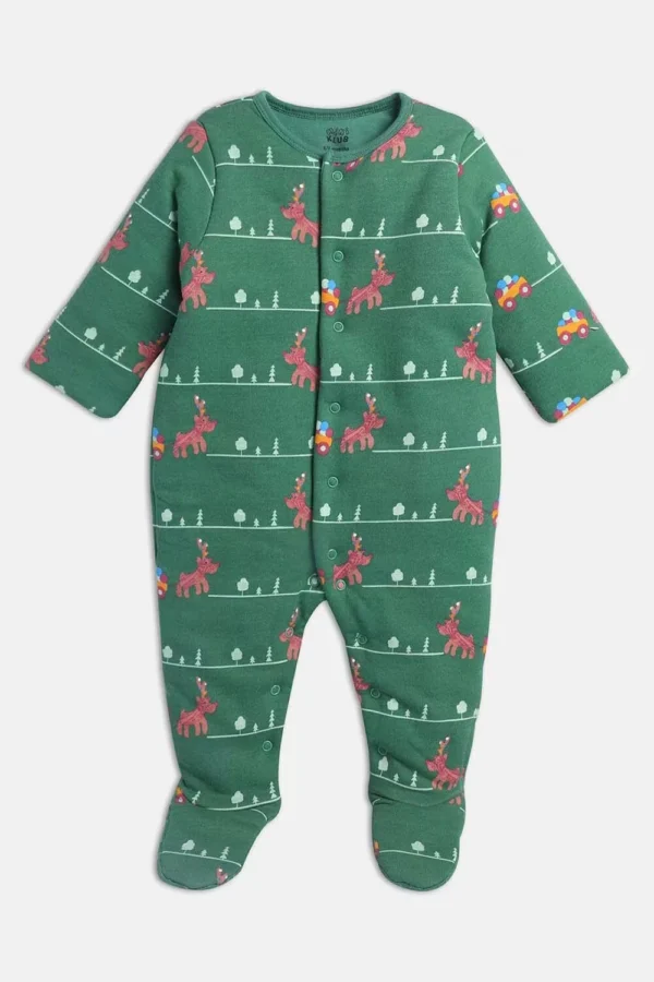 8907095984524_1 MINI KLUB Green Print Casual Regular Fit Sleepsuit - Image 1