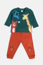MINI KLUB Multi-Colored Print Full Length Casual Boys Regular Fit Coordinates Set/Pant Set/Kids Combo