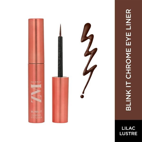 ZM Zayn & Myza Blink It Chrome Eyeliner | Metallic Finish | Smudgeproof, Transfer-proof & Waterproof Formula | Long lasting | Enriched with Rosehip Oil, Lilac Luster - 3.5 G - Image 2