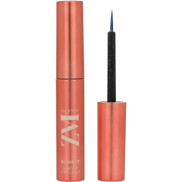 ZM Eye Liner 2_1 ZM Zayn & Myza Blink It Chrome Eyeliner | Metallic Finish | Smudgeproof, Transfer-proof & Waterproof Formula | Long lasting | Enriched with Rosehip Oil, Indigo Flash - 3.5 G - Image 1