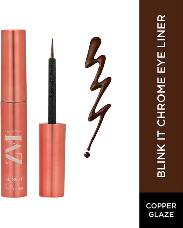 ZM Zayn & Myza Blink It Chrome Eyeliner | Metallic Finish | Smudgeproof, Transfer-proof & Waterproof Formula | Long lasting | Enriched with Rosehip Oil | Copper Glaze - 3.5 G - Image 2