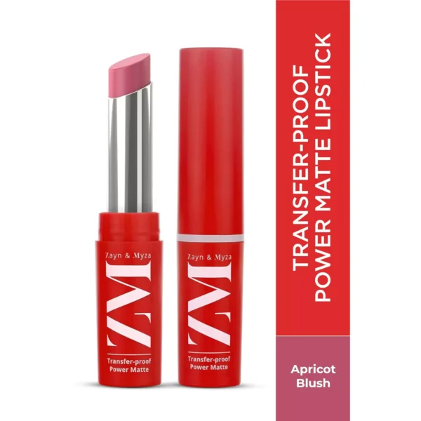 ZM Power Matte Lipstick 10_1 ZM Transfer-Proof Power Matte Bullet Lipstick, Vegan, 3.2 g (Apricot Blush) - Image 1