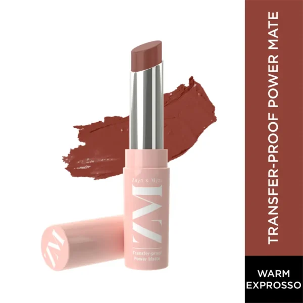 ZM Zayn & Myza Transfer-Proof Power Matte Bullet Lipstick (Vegan, 3.2 g) (Warm Espresso) - Image 2
