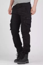 ROOKIES JET BLACK TAPERED FIT CARGO PANT - Image 3
