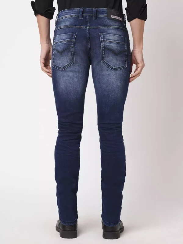 ROOKIES DARK BLUE 5 POCKET MID-RISE TORN JEANS (LENNON) KNIT DENIM - Image 2