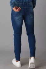 ROOKIES DARK BLUE 5 POCKET MID-RISE JEANS (LENNON) KNIT DENIM - Image 3