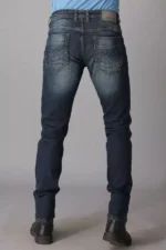 ROOKIES DARK BLUE 5 POCKET MID-RISE TORN JEANS (LENNON) KNIT DENIM - Image 3