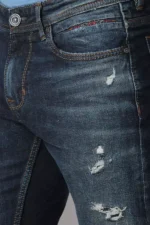 ROOKIES DARK BLUE 5 POCKET MID-RISE TORN JEANS (LENNON) KNIT DENIM - Image 2