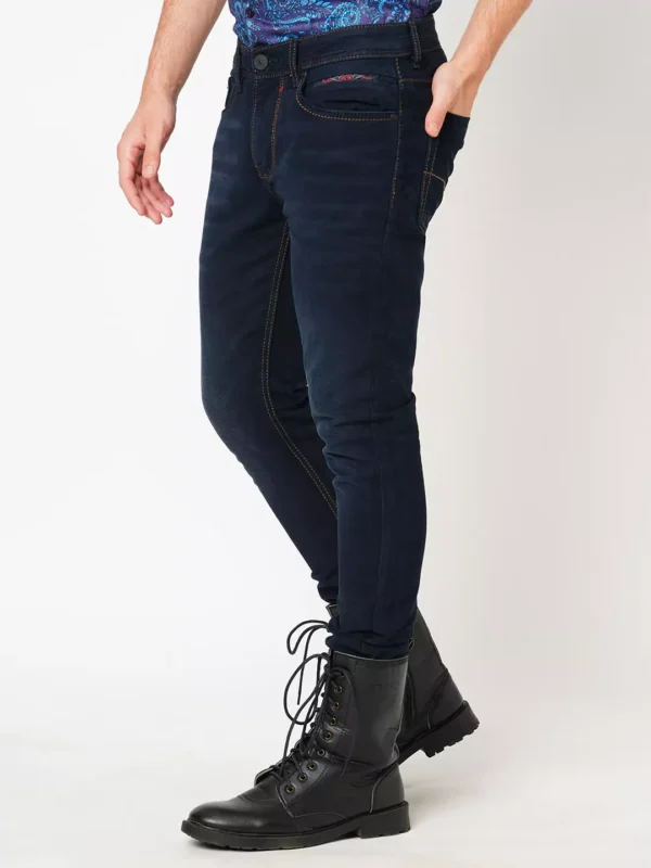 ROOKIES DARK BLUE 5 POCKET LOW-RISE ANKLE LENGTH JEANS (SPRINGSTEEN FIT) - Image 4
