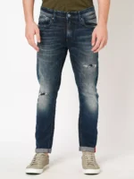 ROOKIES DARK BLUE 5 POCKET LOW-RISE ANKLE LENGTH JEANS (SPRINGSTEEN FIT)