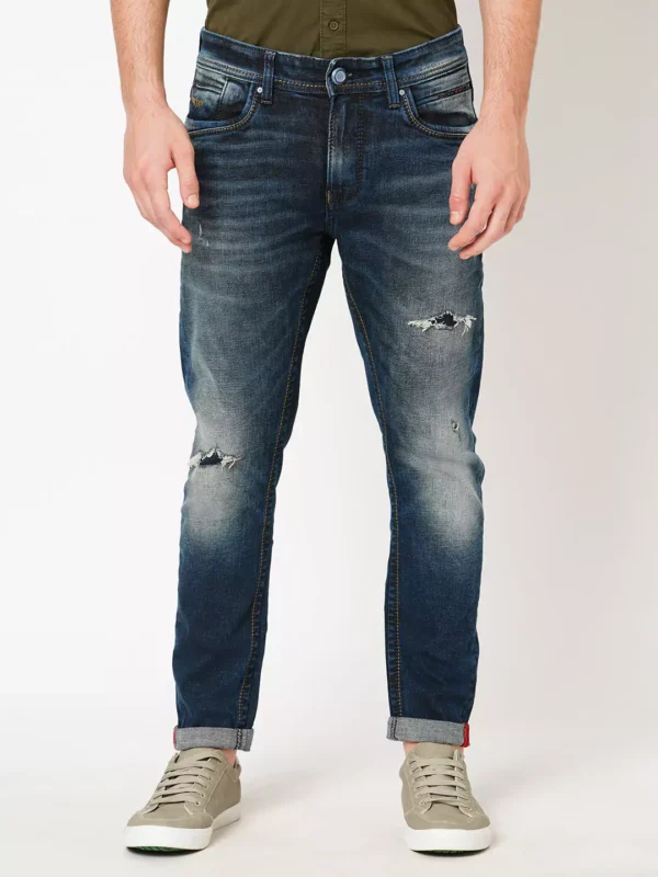 rookies-mens-denim-16-1-65d32730ab388 ROOKIES DARK BLUE 5 POCKET LOW-RISE ANKLE LENGTH JEANS (SPRINGSTEEN FIT) - Image 1