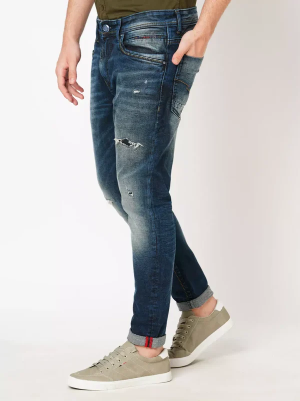 ROOKIES DARK BLUE 5 POCKET LOW-RISE ANKLE LENGTH JEANS (SPRINGSTEEN FIT) - Image 3