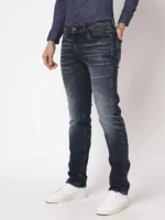 ROOKIES DARK BLUE 5 POCKET MID-RISE JEANS (LENNON) KNIT DENIM - Image 4