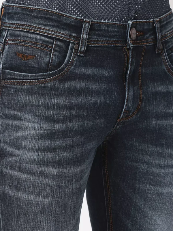 ROOKIES DARK BLUE 5 POCKET MID-RISE JEANS (LENNON) KNIT DENIM - Image 3