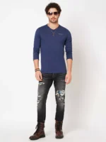 ROOKIES DARK GREY 5 POCKET LOW-RISE ANKLE LENGTH JEANS (SPRINGSTEEN FIT) TORN JEANS - Image 5