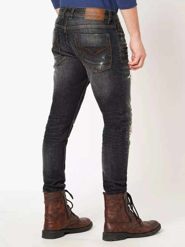 ROOKIES DARK GREY 5 POCKET LOW-RISE ANKLE LENGTH JEANS (SPRINGSTEEN FIT) TORN JEANS - Image 3