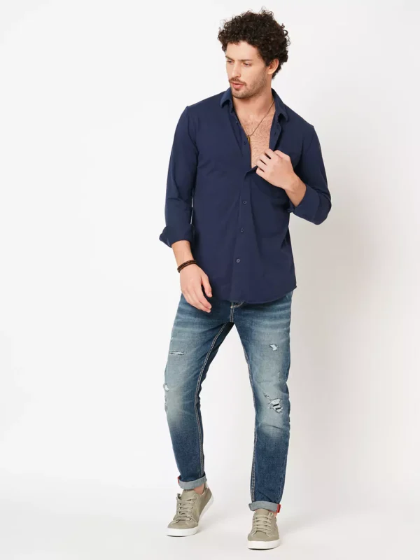 ROOKIES  MEDIUM BLUE DENIM 5 POCKET LOW-RISE ANKLE LENGTH JEANS (SPRINGSTEEN FIT) - Image 5