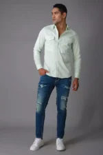 ROOKIES  MEDIUM BLUE JEANS 5 POCKET LOW-RISE ANKLE LENGTH JEANS (SPRINGSTEEN FIT) TORN JEANS - Image 6