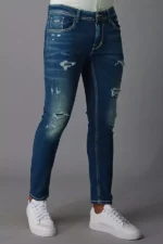 ROOKIES  MEDIUM BLUE JEANS 5 POCKET LOW-RISE ANKLE LENGTH JEANS (SPRINGSTEEN FIT) TORN JEANS - Image 5