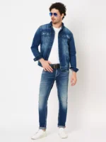 ROOKIES  MEDIUM BLUE JEANS 5 POCKET LOW-RISE ANKLE LENGTH JEANS (SPRINGSTEEN FIT) TORN JEANS - Image 2