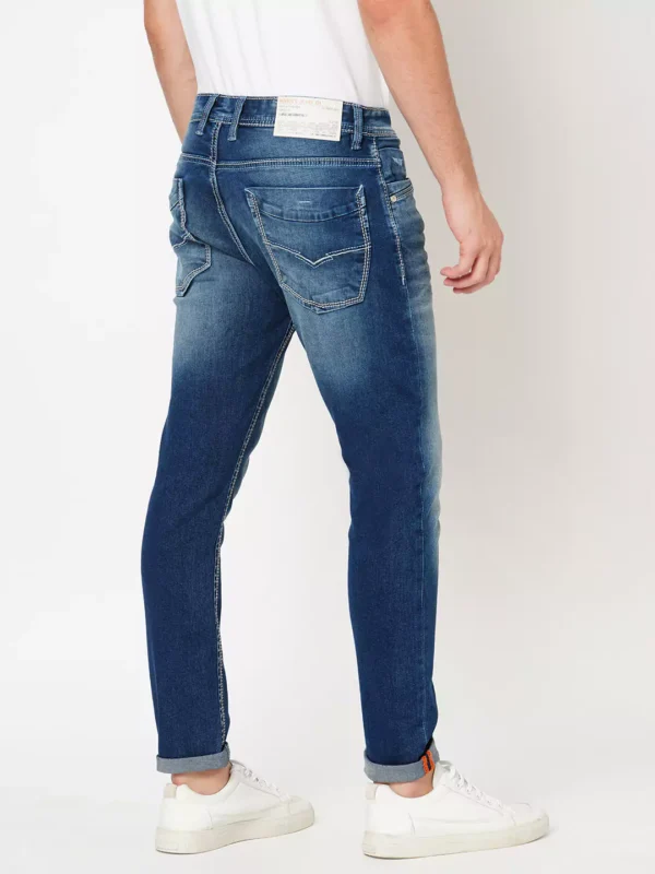 ROOKIES  MEDIUM BLUE JEANS 5 POCKET LOW-RISE ANKLE LENGTH JEANS (SPRINGSTEEN FIT) TORN JEANS - Image 4