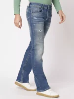 ROOKIES MED BLUE 5 POCKET BOOTCUT LOW RISE BOOT LEG JEANS (BOOT CUT JEANS) - Image 4