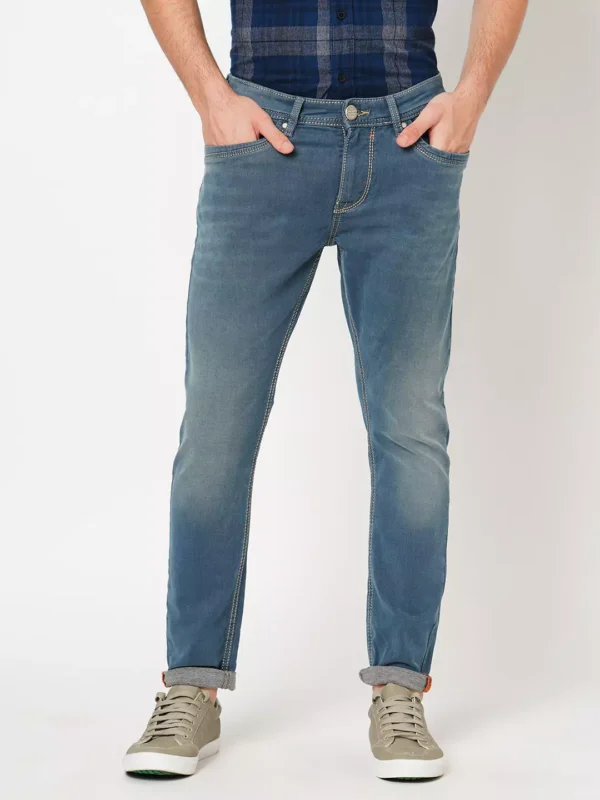 ROOKIES  PETROL BLUE 5 POCKET LOW-RISE ANKLE LENGTH JEANS (SPRINGSTEEN FIT) - Image 1