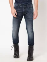 ROOKIES DARK BLUE 5 POCKET MID-RISE JEANS (LENNON) KNIT DENIM