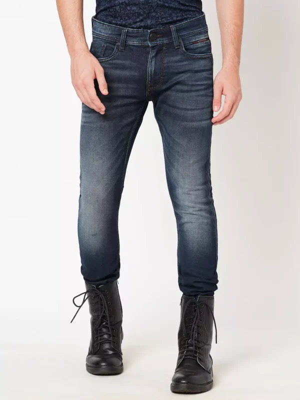 rookies-mens-denim-7-1-65cf4e86efcf2 ROOKIES DARK BLUE 5 POCKET MID-RISE JEANS (LENNON) KNIT DENIM - Image 1