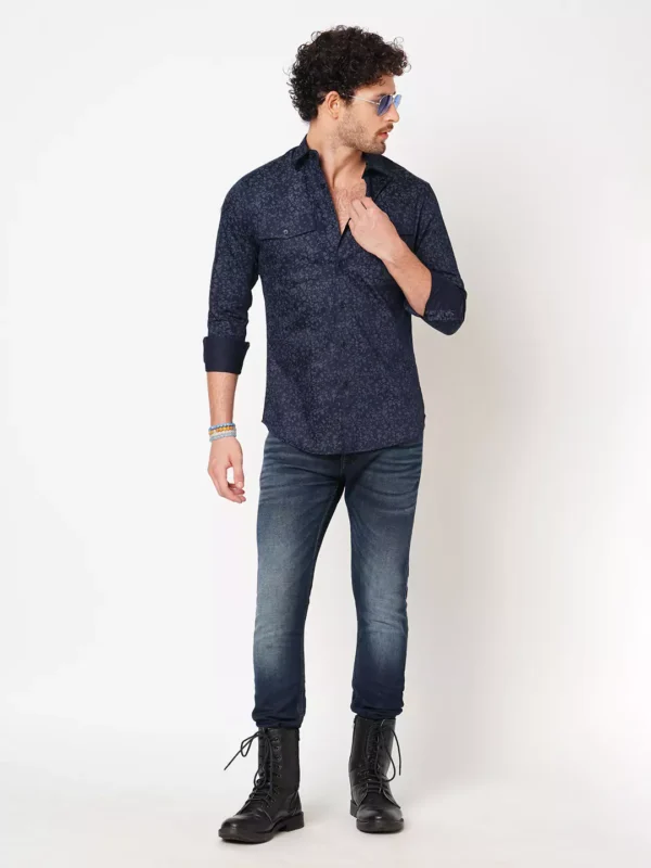 rookies-mens-denim-7-2-65cf4e86bdcb7 ROOKIES DARK BLUE 5 POCKET MID-RISE JEANS (LENNON) KNIT DENIM - Image 4