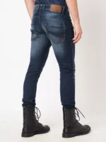 ROOKIES DARK BLUE 5 POCKET MID-RISE JEANS (LENNON) KNIT DENIM - Image 3