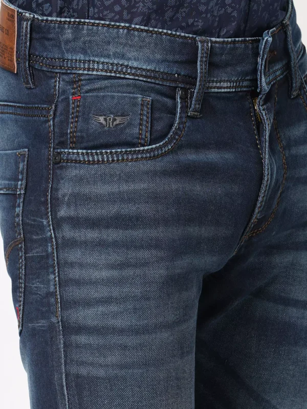 rookies-mens-denim-7-5-65cf4e8e0e447 ROOKIES DARK BLUE 5 POCKET MID-RISE JEANS (LENNON) KNIT DENIM - Image 2