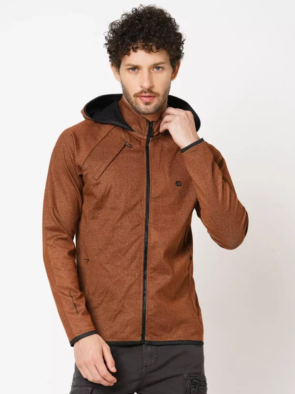 rookies-mens-hoode-57-1-65d30e8e41ee6 ROOKIES BROWN RUST FULL SLEEVE ATHLEISURE HOODIE ZIPPER JACKET/ SWEAT SHIRT/HOODIE JACKET - Image 1