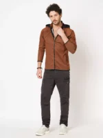 ROOKIES BROWN RUST FULL SLEEVE ATHLEISURE HOODIE ZIPPER JACKET/ SWEAT SHIRT/HOODIE JACKET - Image 7