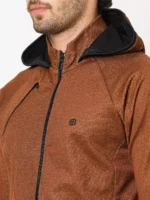 ROOKIES BROWN RUST FULL SLEEVE ATHLEISURE HOODIE ZIPPER JACKET/ SWEAT SHIRT/HOODIE JACKET - Image 3