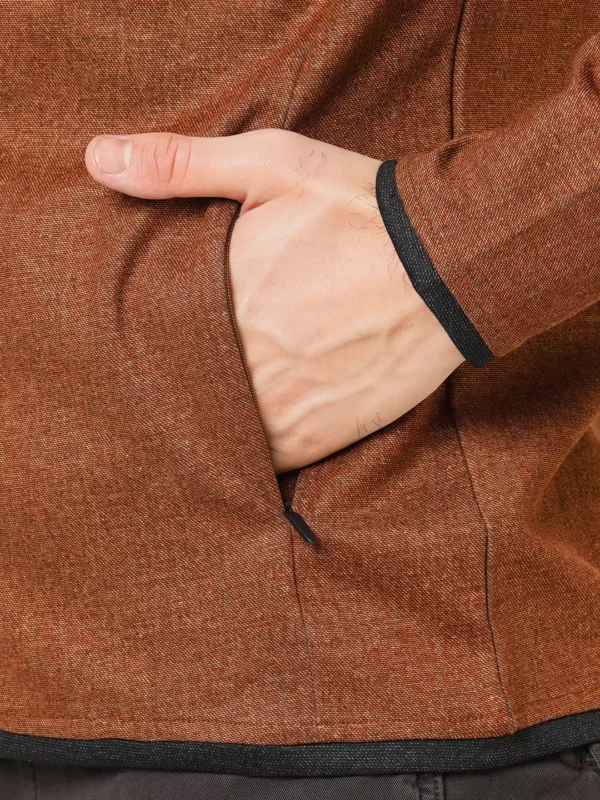 rookies-mens-hoode-57-7-65d30e9947e32 ROOKIES BROWN RUST FULL SLEEVE ATHLEISURE HOODIE ZIPPER JACKET/ SWEAT SHIRT/HOODIE JACKET - Image 2