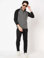 ROOKIES DARK GREY RUST FULL SLEEVE ATHLEISURE HOODIE ZIPPER JACKET/ SWEAT SHIRT/HOODIE JACKET - Image 5