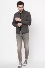 ROOKIES CLASSIC COTTON DENIM JACKET : FULL SLEEVE SLIM FIT BEAN JACKET - Image 5