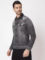 ROOKIES CLASSIC COTTON DENIM JACKET: FULL SLEEVE SLIM FIT GREY JACKET - Image 4